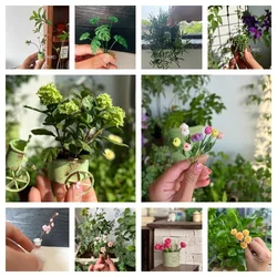 Miniatuur Bloemen Klei Groene Plant Rose Fleshiness Model Pop Bruidsboeket Podium Feestkamer Decoratie Poppenhuis Accessoires