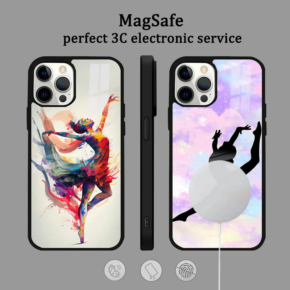 Dance Gymnastics Phone Case For iPhone 16 15 14 13 12 11 Pro Max Plus Mini Magsafe Mirror Wireless Magnetic Cover