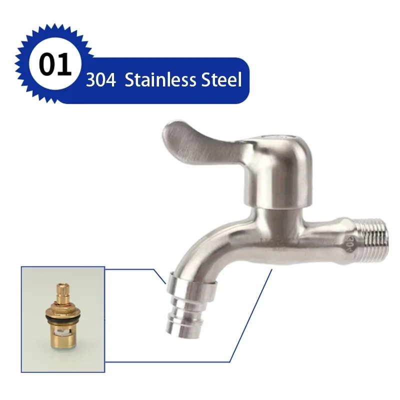 

1/2" 304 Stainless Steel Washing Machine Faucet Lengthen Universal Home Balcony Mop Pool Tap Adapter Accessories