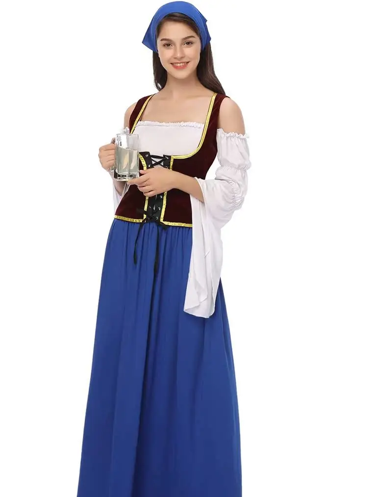 

Halloween Beer Festival Uniform Maid Costume Bar Waitress Servant Outfit Women's Traditional Chinese Ethnic Stage Costume
