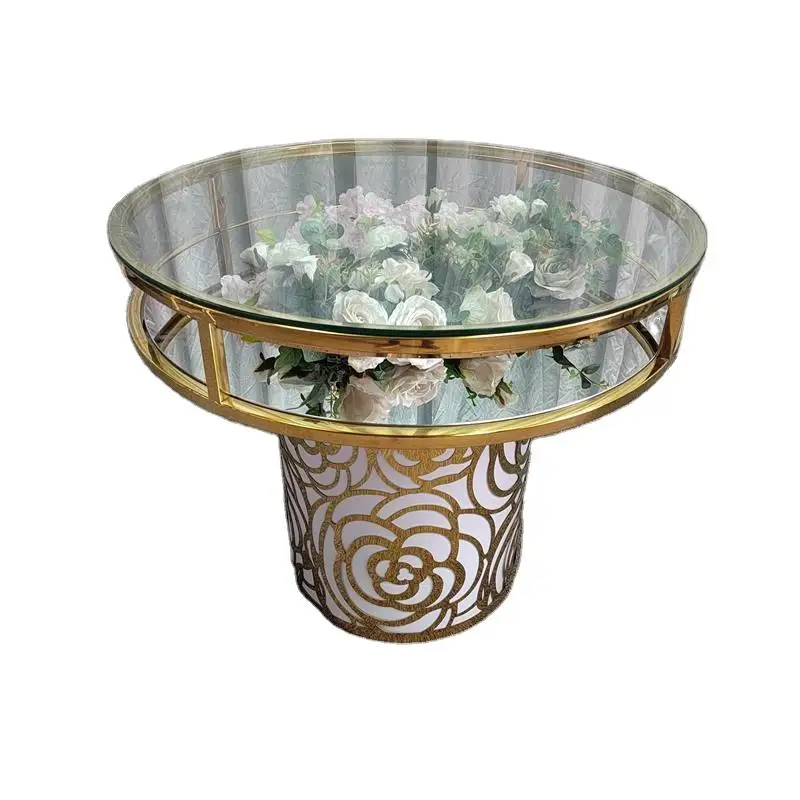 Hot Sale Wedding Furniture Cake Table Flower Display Stand Stainless Steel Round Cake Stand for Party Event Decorative Table
