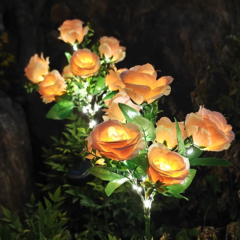 أضواء الحديقة الشمسية في الهواء الطلق أضواء الورد لساحة 7LED حديقة زهرة الشمسية LED مصباح مسار الديكور زهرة الورد أكثر واقعية