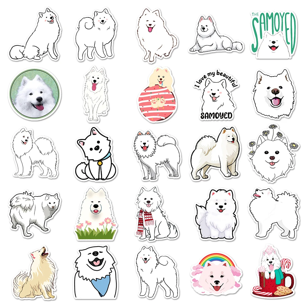 10/30/50Pcs Samoyed pies naklejki Anime kreskówka z uroczymi zwierzętami naklejka motocyklowa Laptop Notebook walizka PVC zabawki dla dzieci