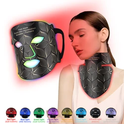 Maschera LED a 8 colori Terapia della luce rossa per il viso Maschera morbida flessibile a infrarossi Terapia a LED in silicone Maschera fotonica avanzata antietà