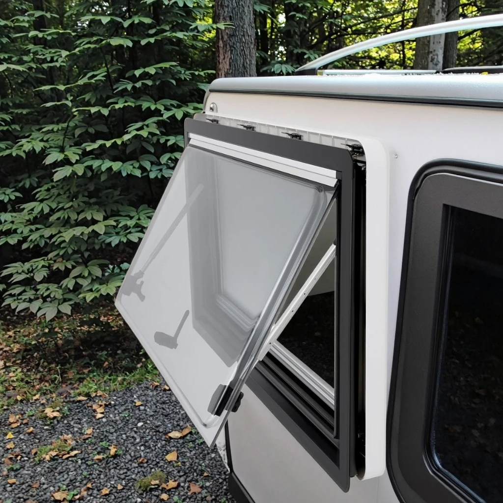 Factory Sale MG16RW RV Corner Push Window 500*300 Aluminum Alloy Acrylic for Camping RVs Campers Caravans Van Accessories