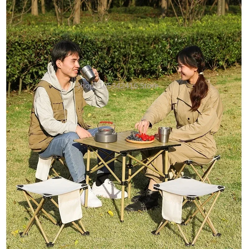 Portable Folding Camping Chair with Storage Space Foldable Footstool Outdoor Beach Picnic Fishing Chair Heavy Duty Seat