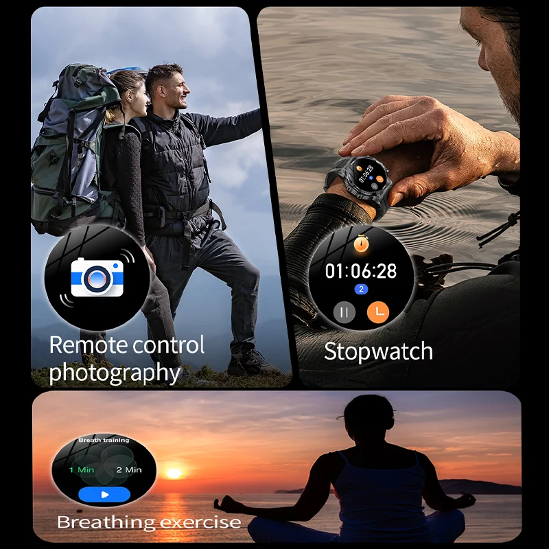 2025 New Smart Watch Men 800mAh Large Capacity Battery Outdoor LED Flashlight Bluetooth Call Waterproof Sport Fitness Smartwatch