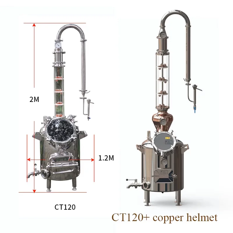 HOOLOO 120L طبقة واحدة التدفئة الكهربائية القياسية الروح المقطر مع خوذة النحاس عالية النقاء Moonshine لا تزال عدة ويسكي