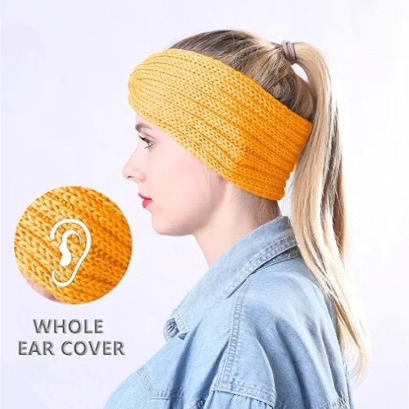 1pc Solid Color Headwrap Autumn Winter Knit Headband Ear Protection Ear Warmer Sports Headband Multi-functional Hair Accessories