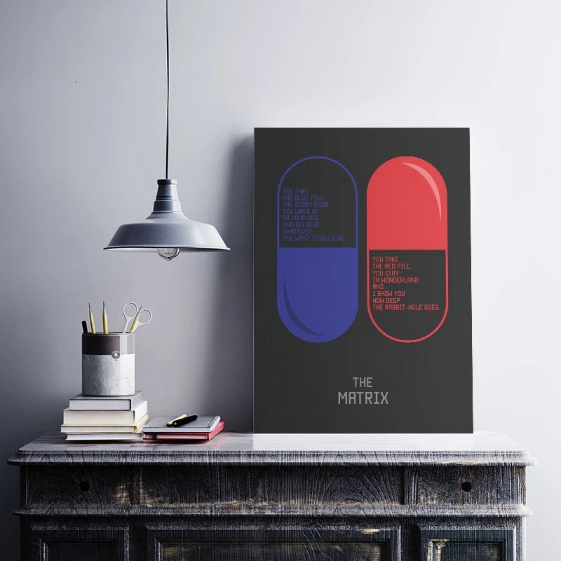 Poster Wall Picture 90s Films Red Pill Blue Sci Fi Film Canvas Art Prints Living Room Decor Classic Movie The Matrix