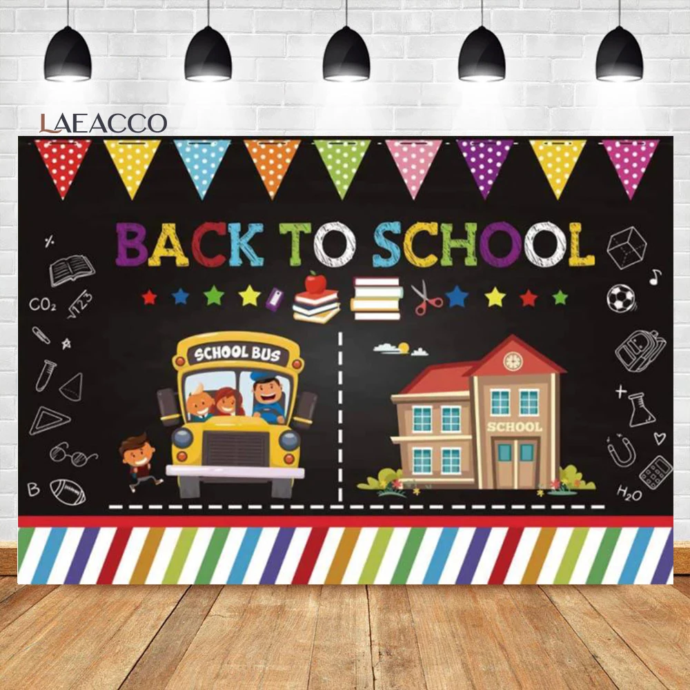 Laeacco Back to School Photography Background Classroom Chalkboard Wood Board Kids Birthday Portrait Customized Photo Backdrop