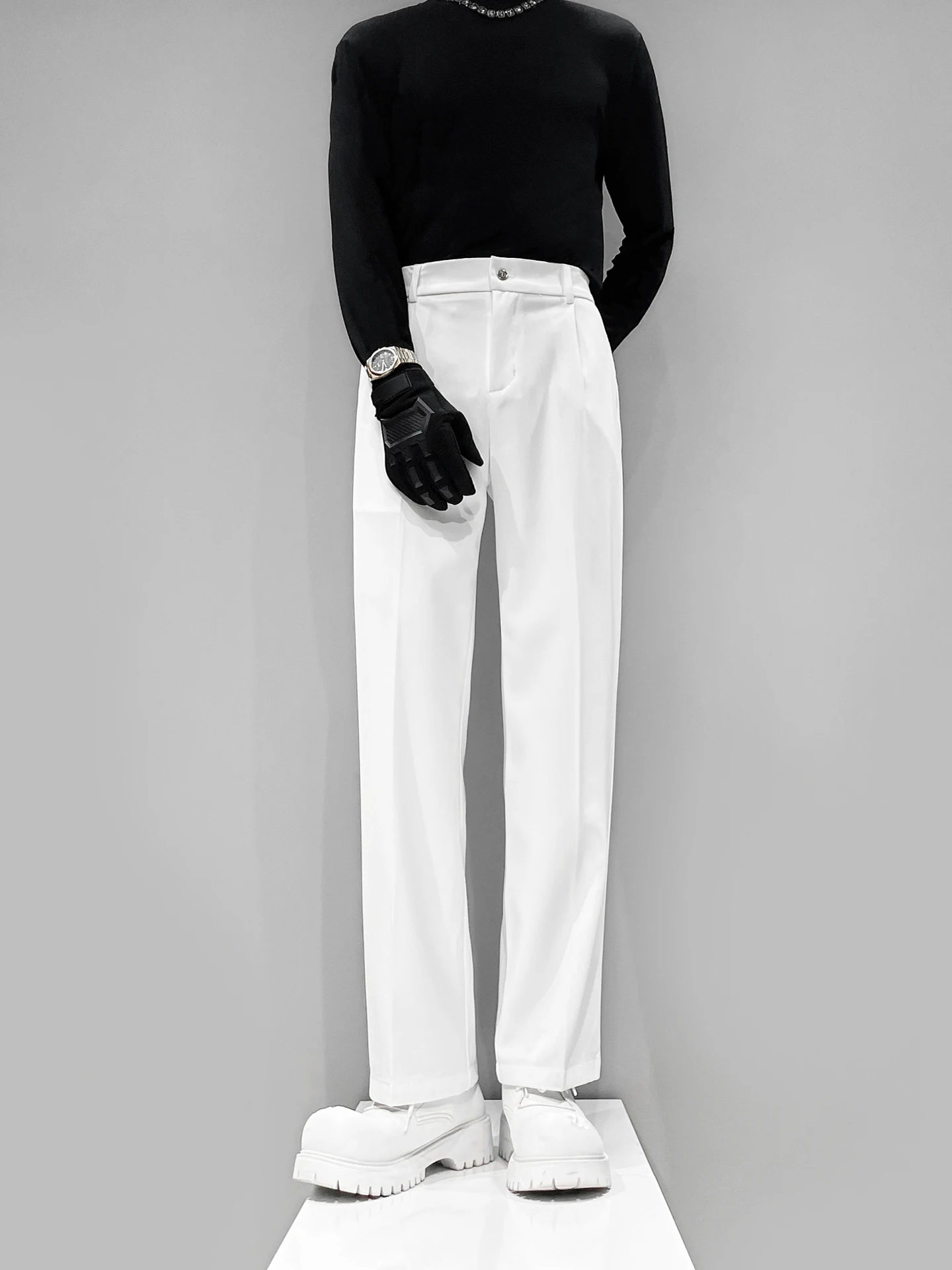 

Оригинальные белые мужские брюки прямого кроя, не требующие глажки, повседневные брюки узкого кроя, молодежная коллекция Sle Spring Collection