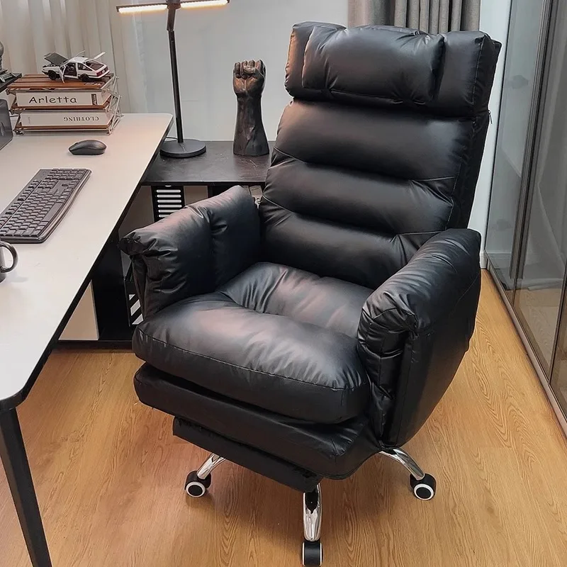 

Black Foot Rest Office Chair Black Armrest Modern High Comfortable Desk Chair Ergonomic Relaxing Silla Oficina Office Furniture