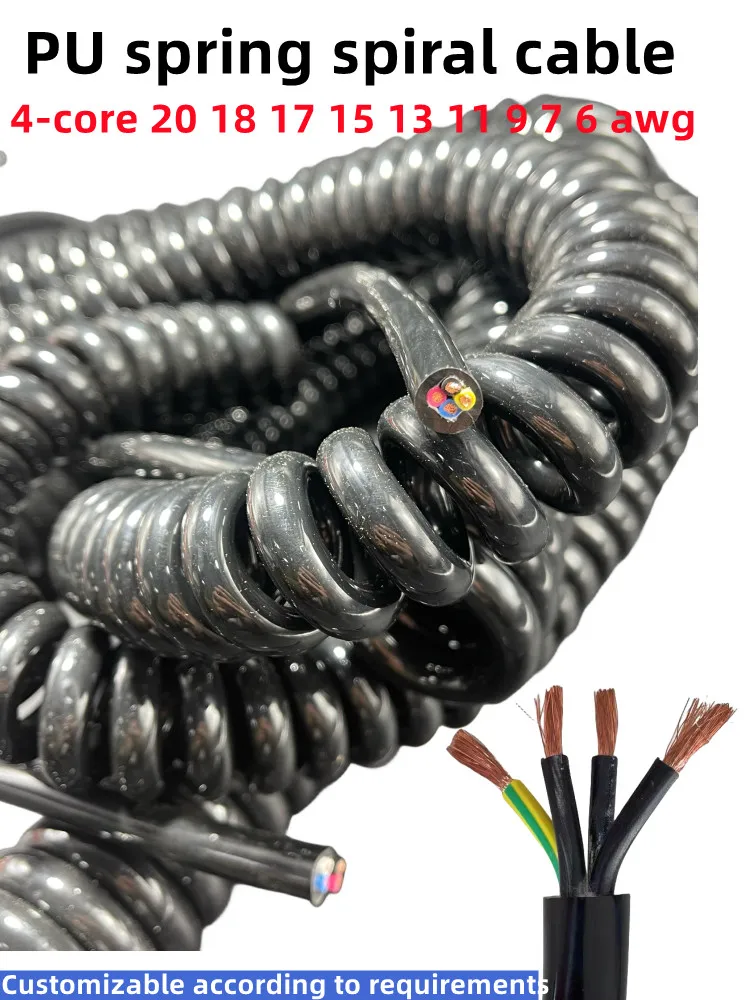 Esticar pu Primavera Fio do Cabo Fio Telescópico Espiral Core 18 17 15 13 11 Awg 10 m