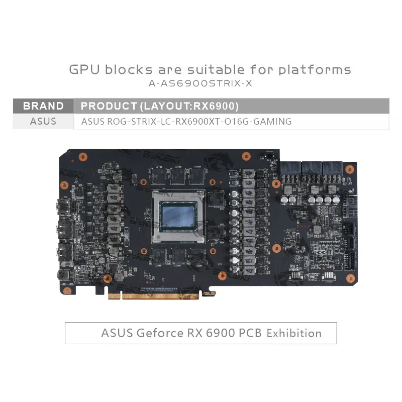 Bykski A-AS6900STRIX-X Water Block Use for ASUS ROG-STRIX-LC-RX6900XT-O16G-GAMING GPU Card / Full Cover Copper Radiator Block