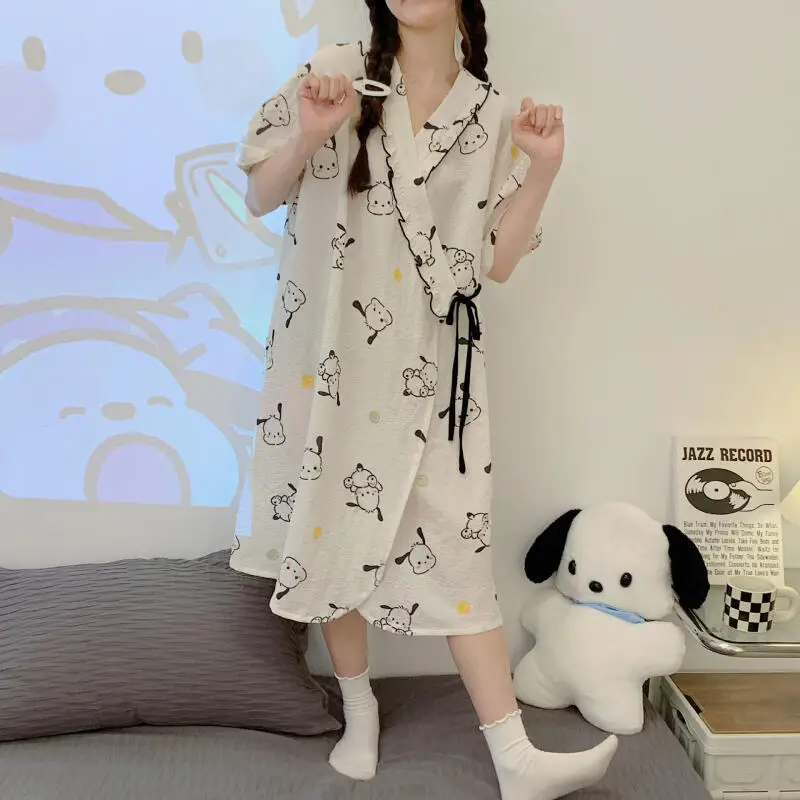 

Sanrio Pochacco женская спальная юбка Kawaii мультфильм для молодых девушек летняя футболка пижамы для сна домашняя одежда платье для беременных женщин