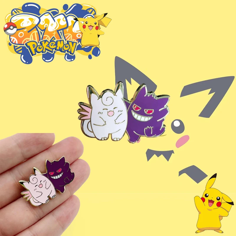 New Fashion Trend Cartoon Pokémoned Series Cute Quirky Brooch Personality Anime Character Gengar Metal Badge A Gift for A Friend