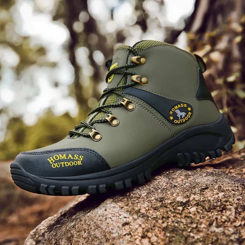 Męskie buty outdoorowe dla mężczyzn Buty turystyczne Buty outdoorowe Mężczyźni Wysokie buty trekkingowe Botas Skórzane kowbojskie Ciepłe wodoodporne