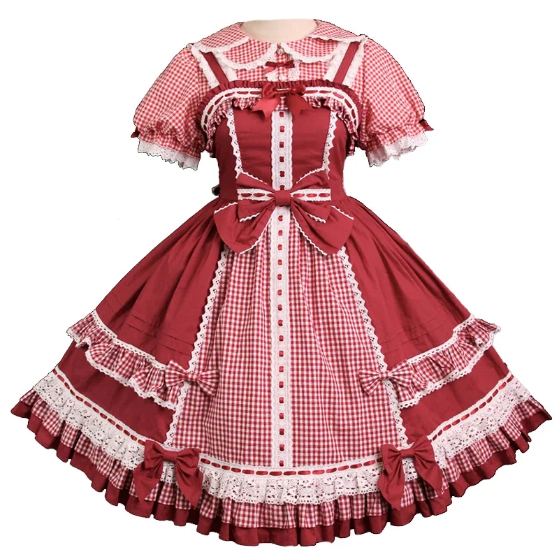 Margarita Doll Feeling Daily Plaid Color Matching Bow Strap Lolita Dress By Alice Girl