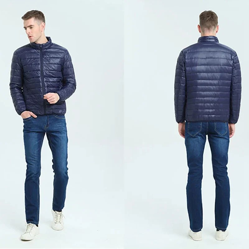 Men Autumn Winter Keep Warm Ultra Lightweight Down Cotton Jacket Clothing Male Slim Fit Hooded Casual Plus Size Coat Outerwear