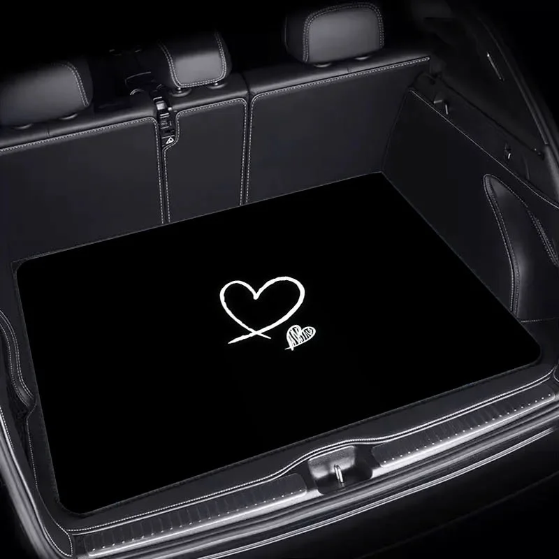1 Stück Kofferraummatte, Minimalistisches Weißes Herz-Design, Geeignet für Auto-Innendekoration, Langlebig und Leicht zu Reinigen