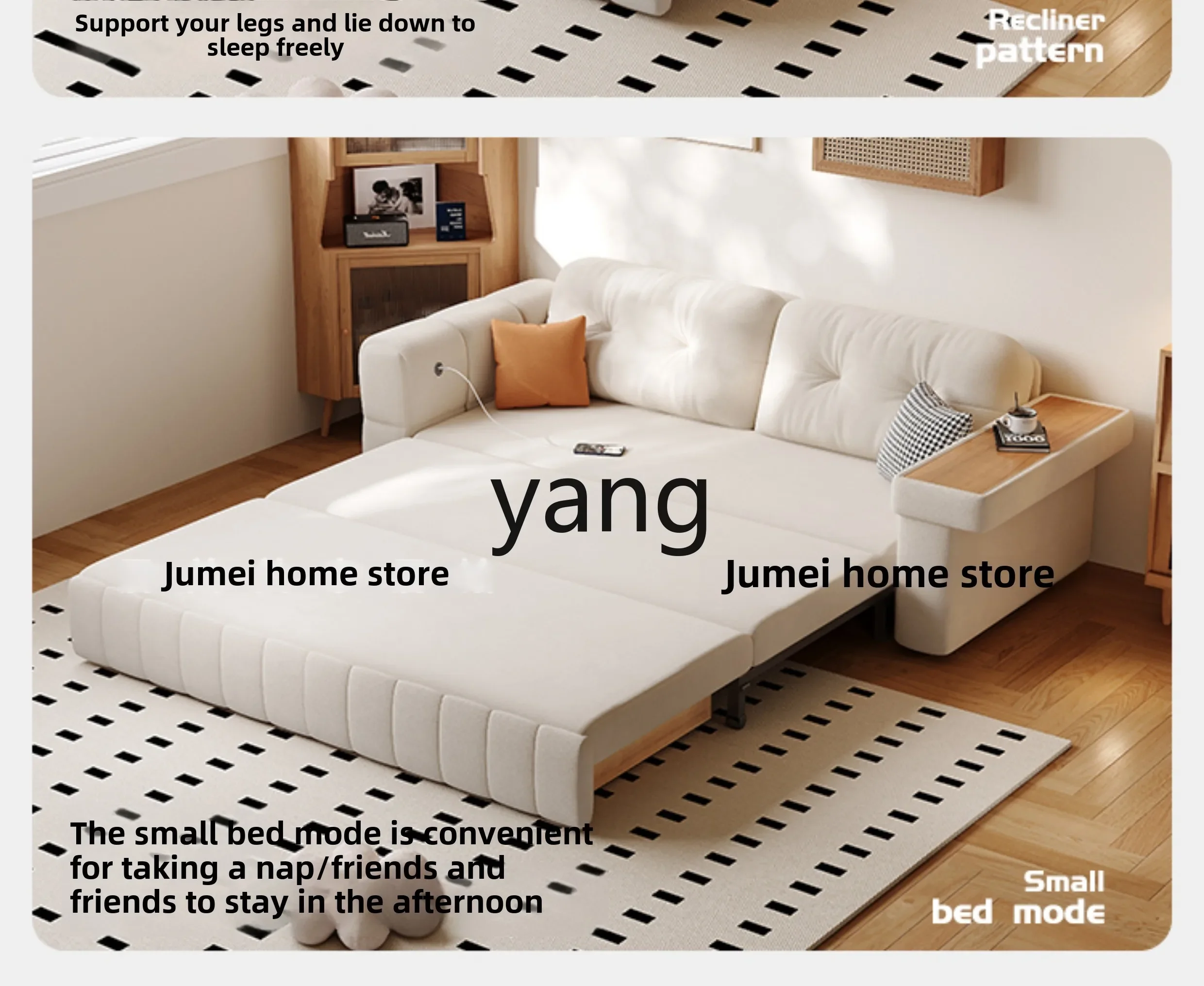 LHH cream wind folding cloud sofa bed dual-purpose household living room small apartment double bed
