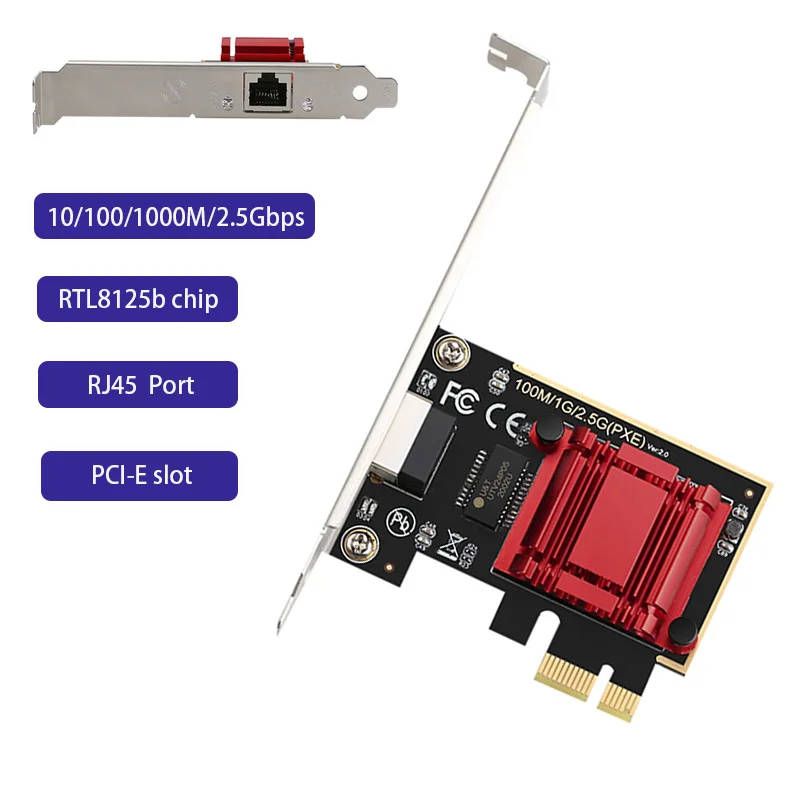 

Game PCIE Card computer accessories RJ45 LAN Adapter 2.5Gbps Gigabit network adapter high-speed PCIE Gigabit Network Card for PC