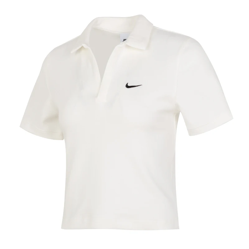 Nike Women's Short-Sleeved Sportswear Pure Color Cotton T-Shirt Running Fitness Clothing Breathable Polo Shirt Dv7885-133