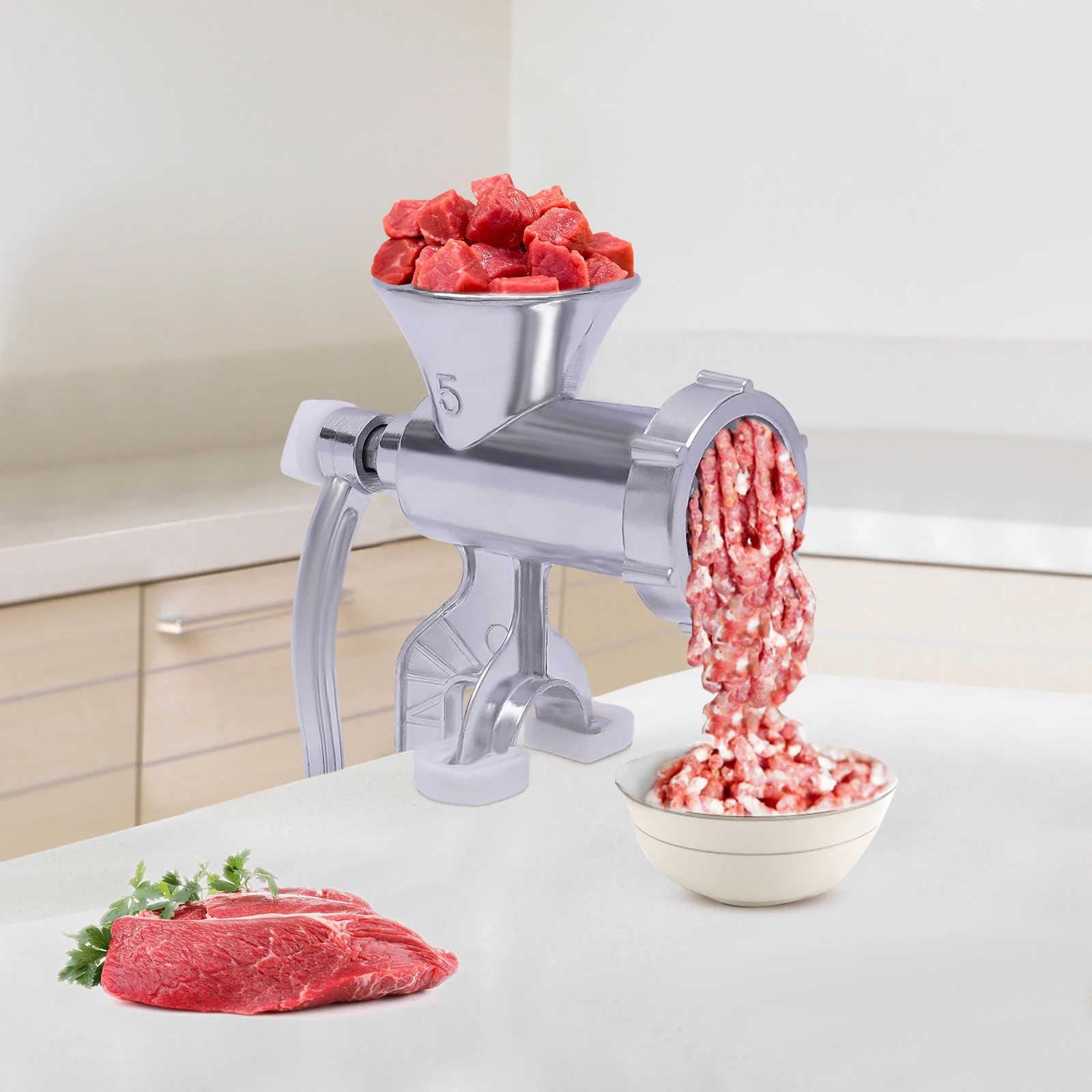 

Meat Grinder with Tabletop Clamp Heavy Duty Manual Sausage Filler Sauce Maker Machine