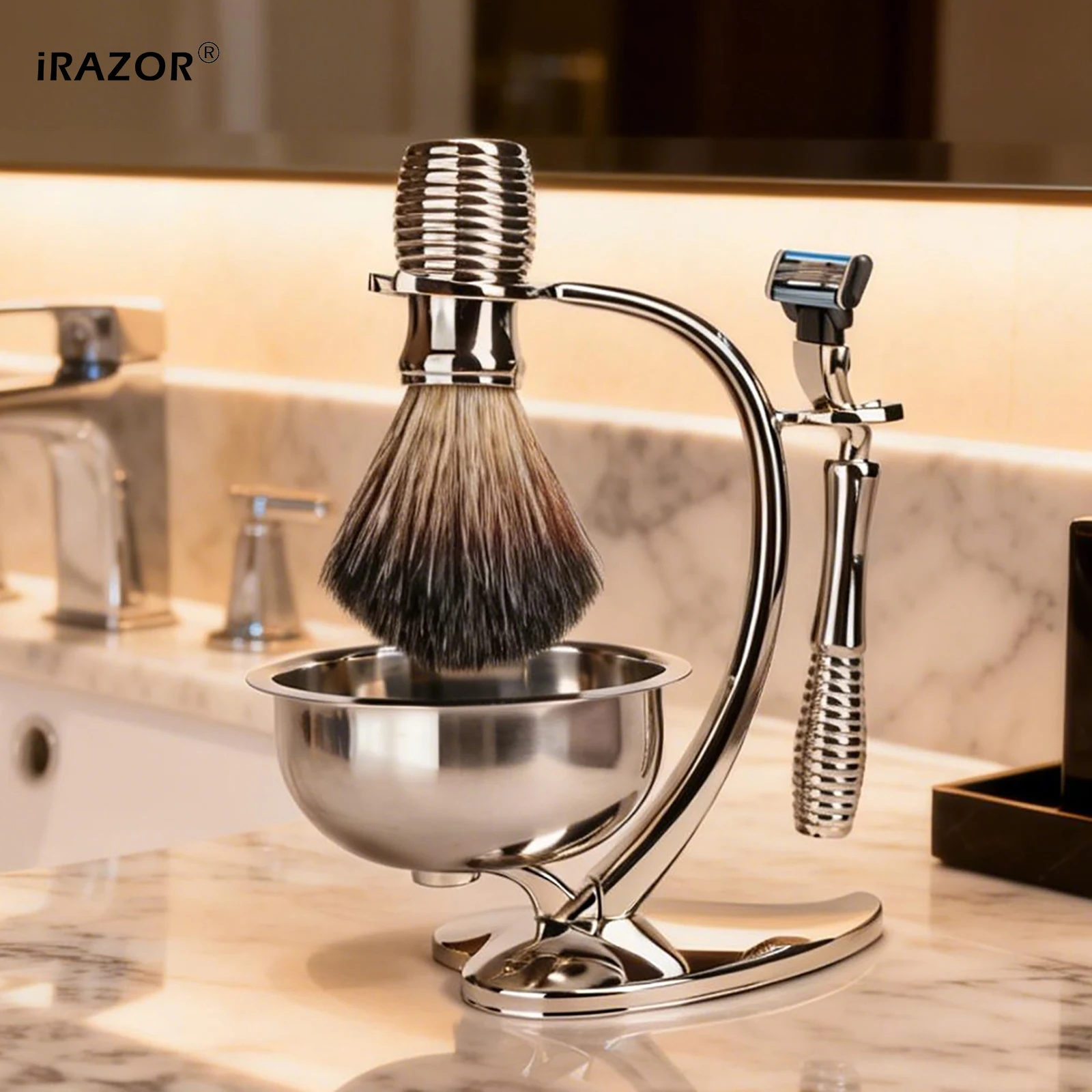 irazor-men's-shaving-kit-with-mach-3-compatible-3-blade-razor-no-shedding-shaving-brush-stand-bowl-–-ideal-father's-day-gift