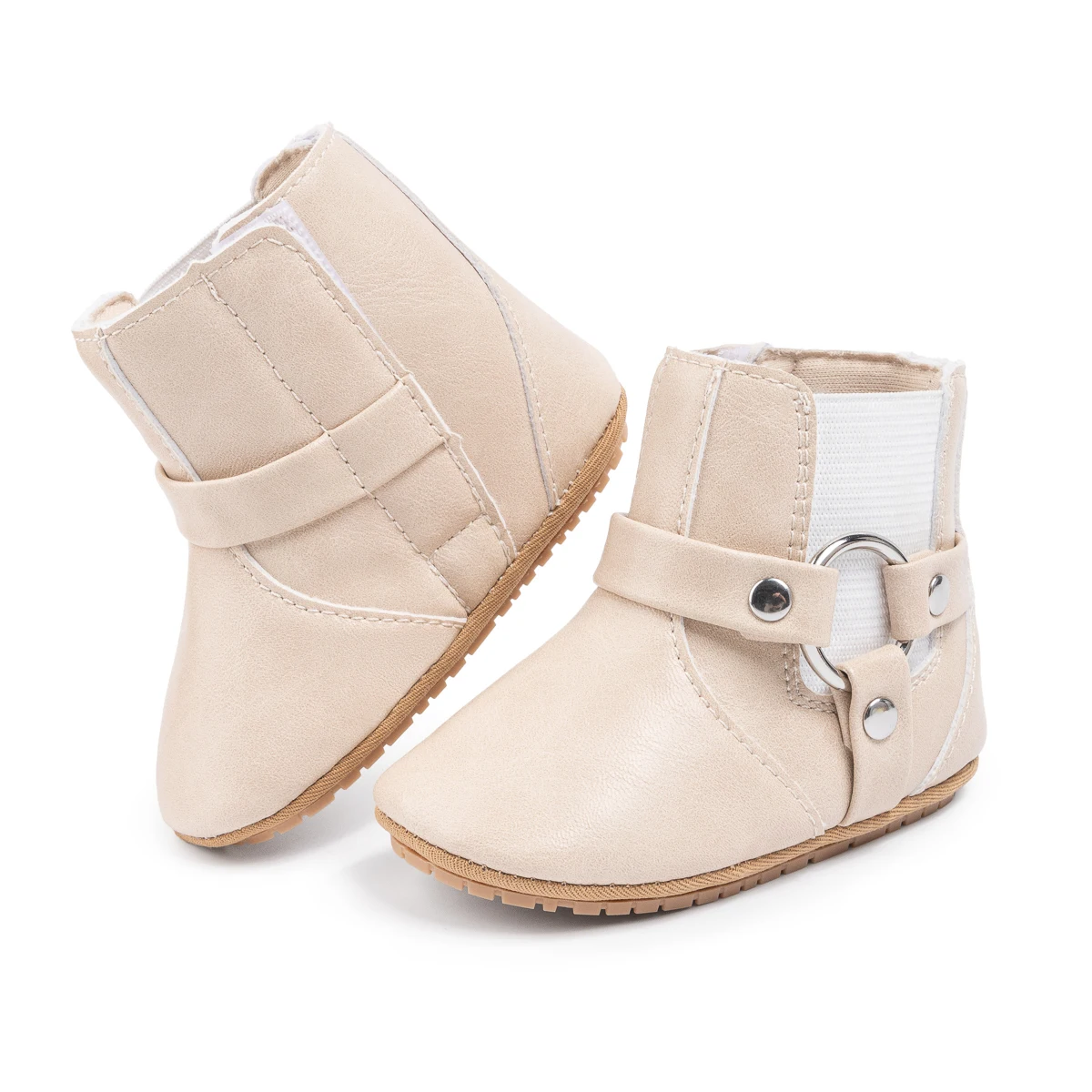 Autumn Winter Baby Boys Girls Boots Retro PU Leather Casual Walking Shoes Special Buckle Rubber Soft Anti-slip Sole 0-18 Months