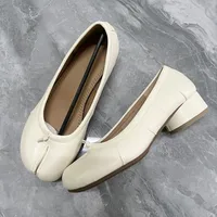 Spring Summer Microfiber Leather Split Toe Women Pumps Fashion Pleated Designer Low Heeled Tabi Soft Soles Loafers Casual Shoes 4