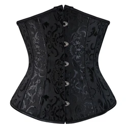 Sapubonva Black Corset Underbust Top Plus Size Satin Waist Cincher Sexy Gothic Workout Corsets Lingerie Korsett Women White Red