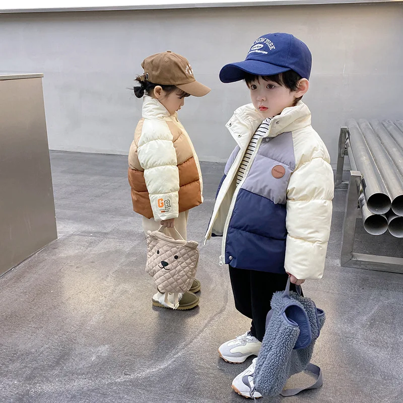 ZOETOPKID Kids Down Outerwear Winter Warm Coats Stand Collar Down Jackets Children Clothing Thicken Windproof Boys Girls Parkas
