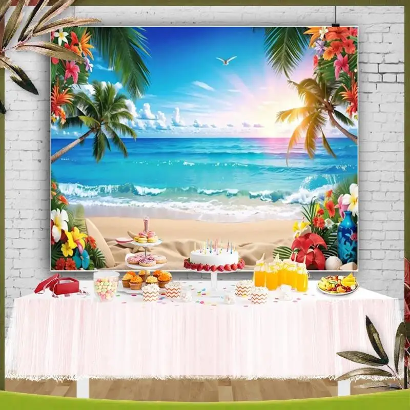 

New-Photography Background 150*100CM Summer Beach Theme Backdrop Travel Surf Partys Decorations Background Cloth