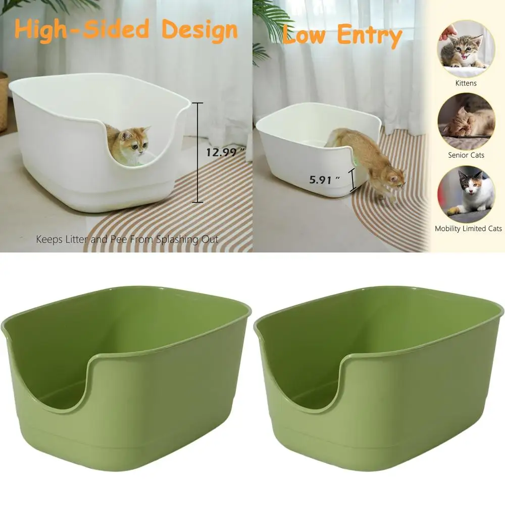 

Лоток Jumbo XL с высокими сторонами, 24,2 л x 16,3 Вт x 12,9 л, лоток для нескольких кошек, идеально подходит для больших кошек, с защитой от брызг, легкий забор