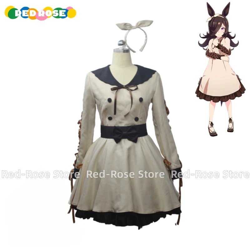 Anime Uma Musume: bonito vestido de ducha de arroz Derby, disfraz de Cosplay, uniforme para mujer, Halloween