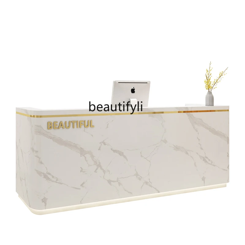 

Company reception desk simple light luxury modern style beauty salon checkout page clothing store counter store