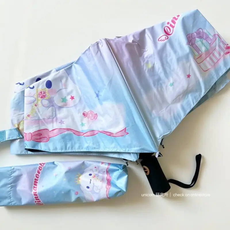 Sanrio Cinnamoroll Printed Pattern Rain Umbrella Sunscreen Automatic Umbrella Anime Plush Toys for Children Birthday Gifts