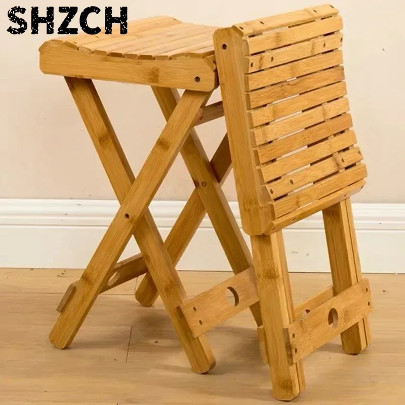 Nanzhu folding stool portable household solid wood Mazar outdoor fishing chair small bench small stool square stool