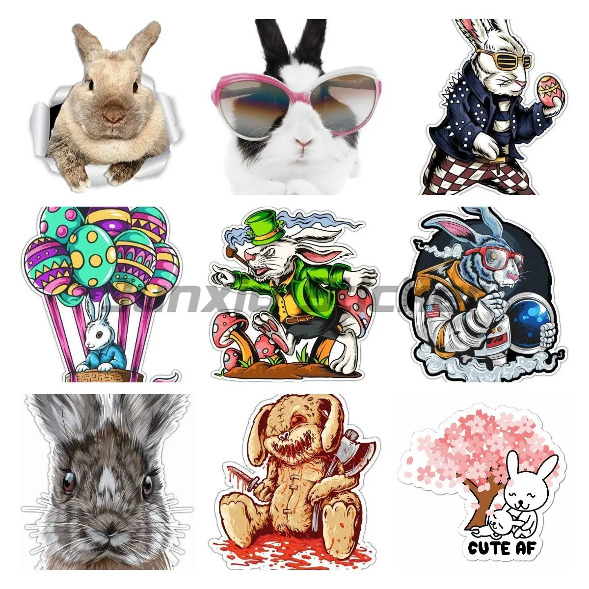 Cartoon Anime Rabbit Car Stickers Accessories Reflective Waterproof Cover Scratches Vinyl Helmet Fridge Door Waterproof Decals