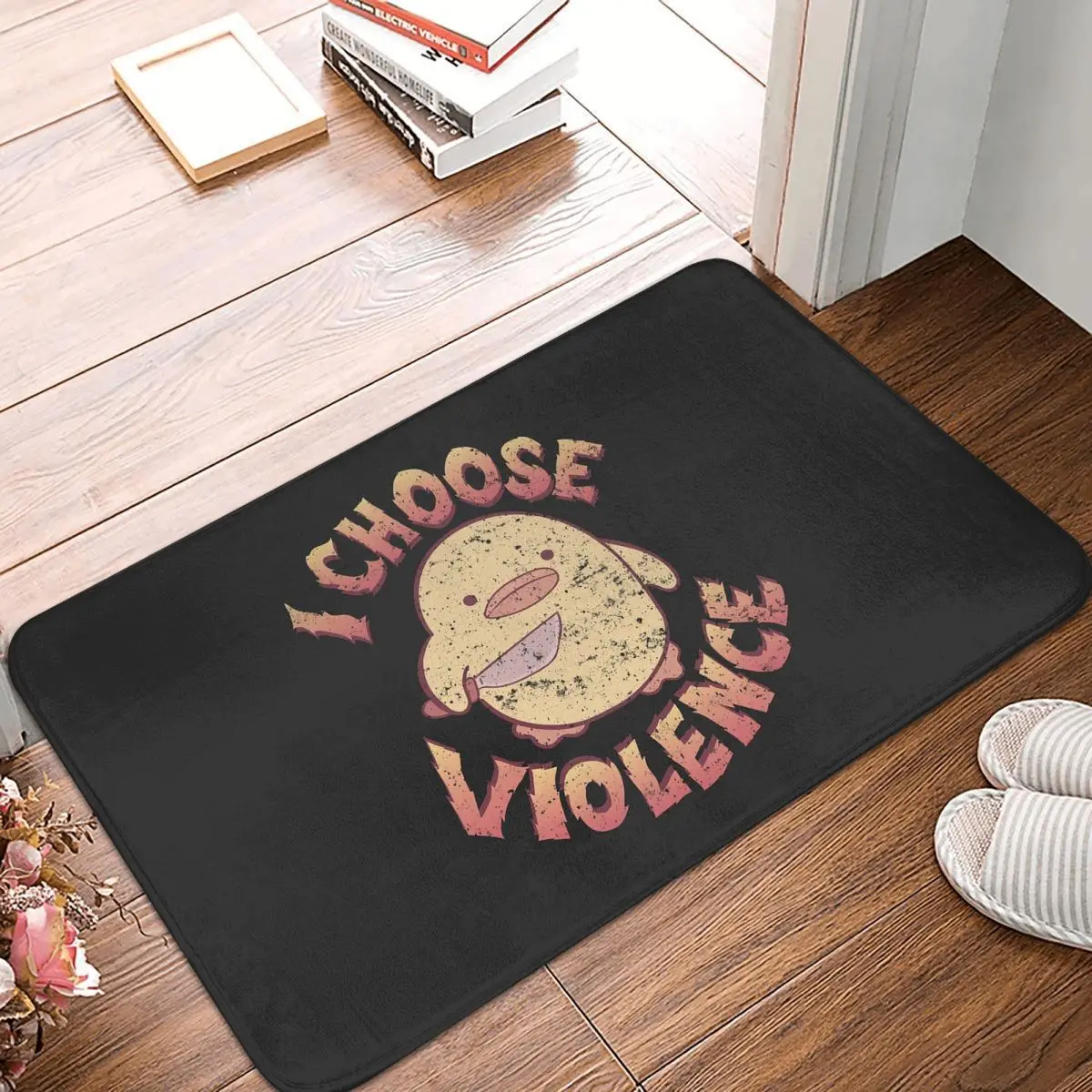 I Choose Violence Duck With Knife Non-slip Doormat Floor Mat Dust-proo Carpet Rug for Kitchen Entrance Home Bedroom Footpad Mats