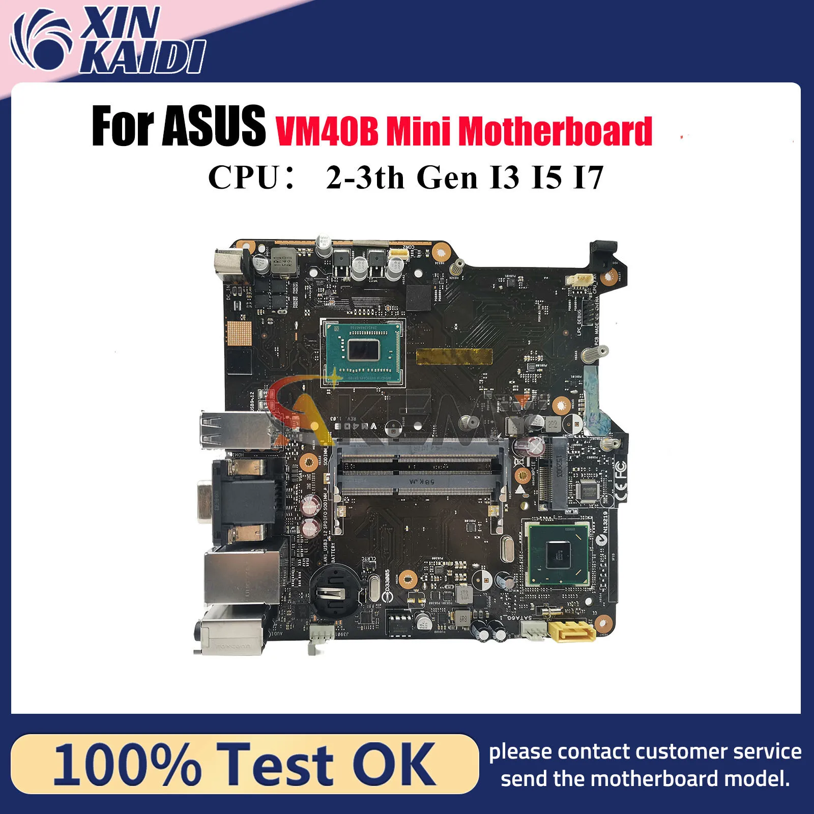 

VM40B Laptop Motherboard For ASUS VivoMini VM40B VM40 Notebook Mainboard With I3 I5 I7 CPU 100% tests OK fast shipping stk