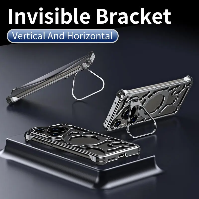 Hot sales Aluminum Alloy Metal Case For Huawei Pura 90 Pro Max 80 70 Pro Ultra Heat Dissipation Invisible Bracket Magnetic Cover