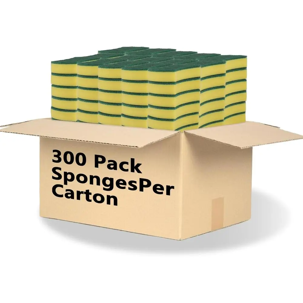 

Eco-Friendly 300 Pack Non-Scratch Dishwashing Scrub Sponges