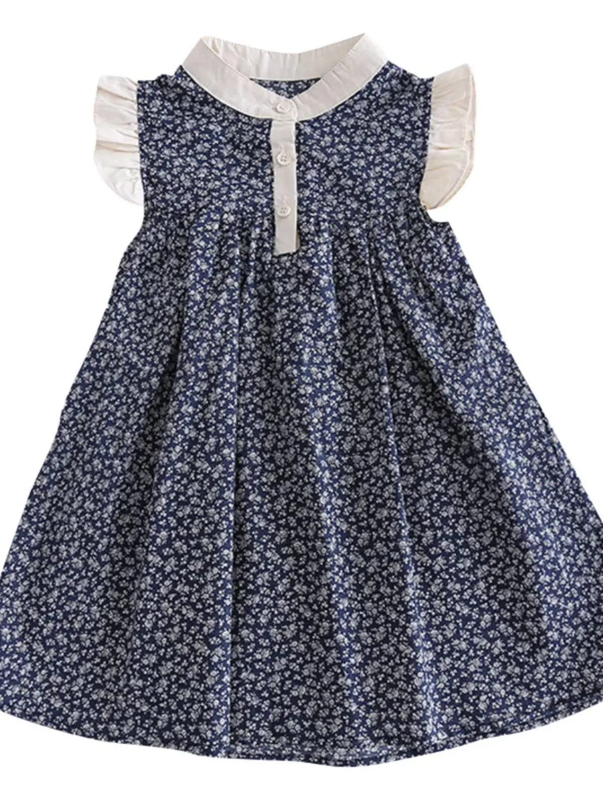 プリンス・スレ 花柄プリント ガールズ ドクター・サマー 新作 韓国版 ベビーガール ドクター コットンブレンド オルト・スヴェ ラウンドネック