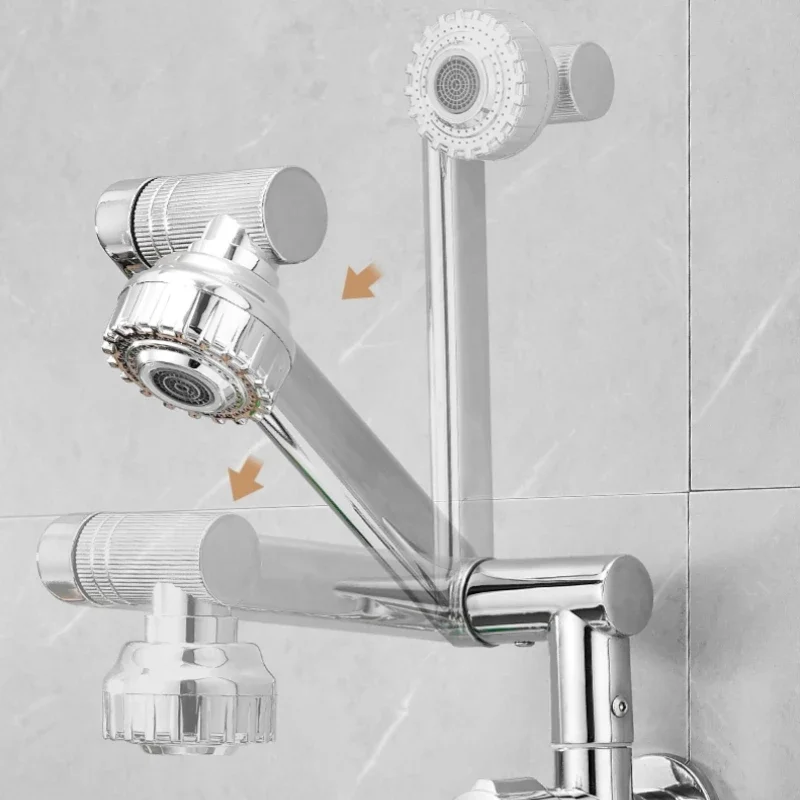 Chrome Kitchen Faucet Sink Wall Mounted 360 Degree Rotate Single Cold Mixer Tap Bath Basin Faucet One Hole Kitchen