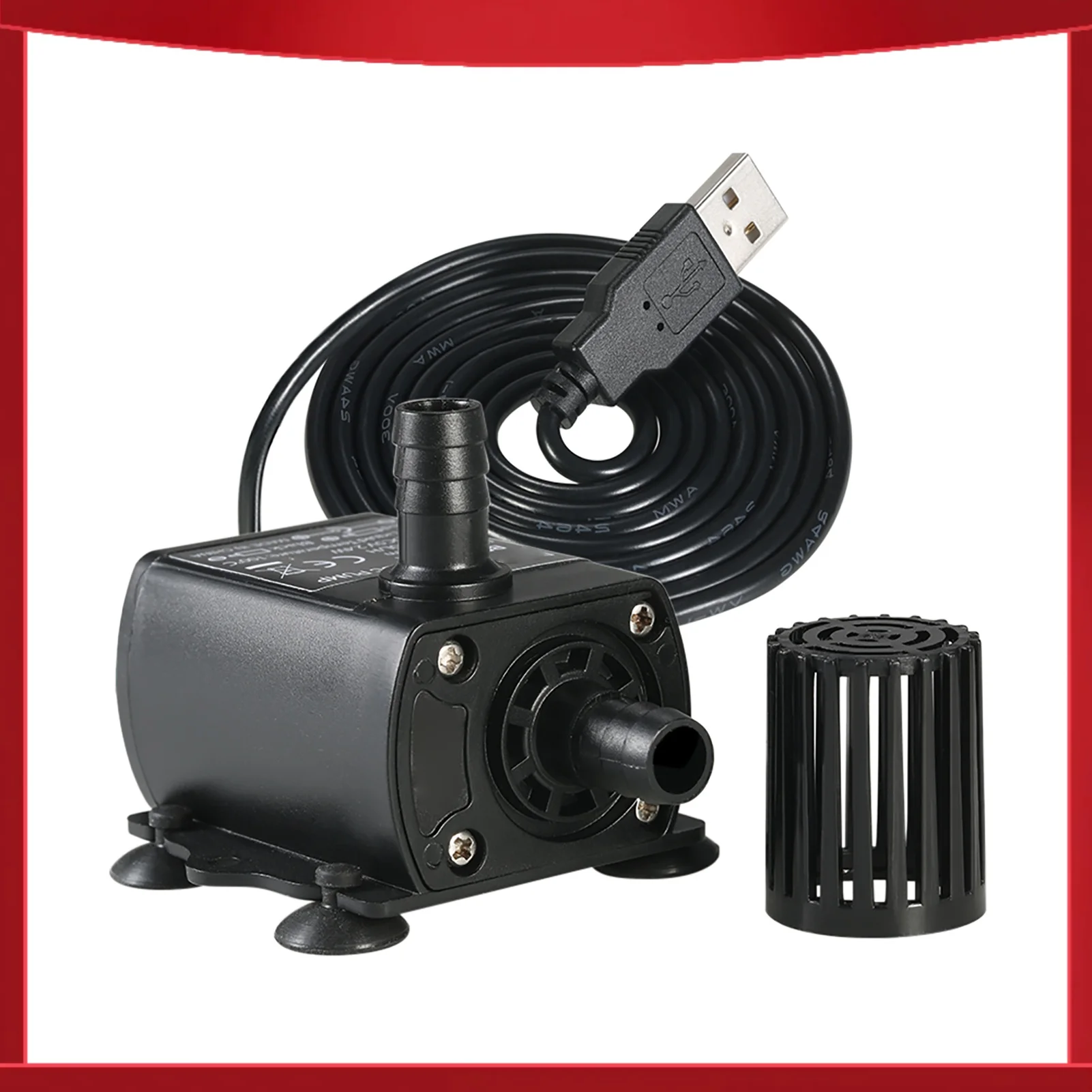 

USB DC5V 4.8W Ультратихий миниатюрный бесщеточный водяной насос, циркуляционный, 300 л/ч, напор 300 см, водонепроницаемый, погружной, для фонтанов и аквариумов