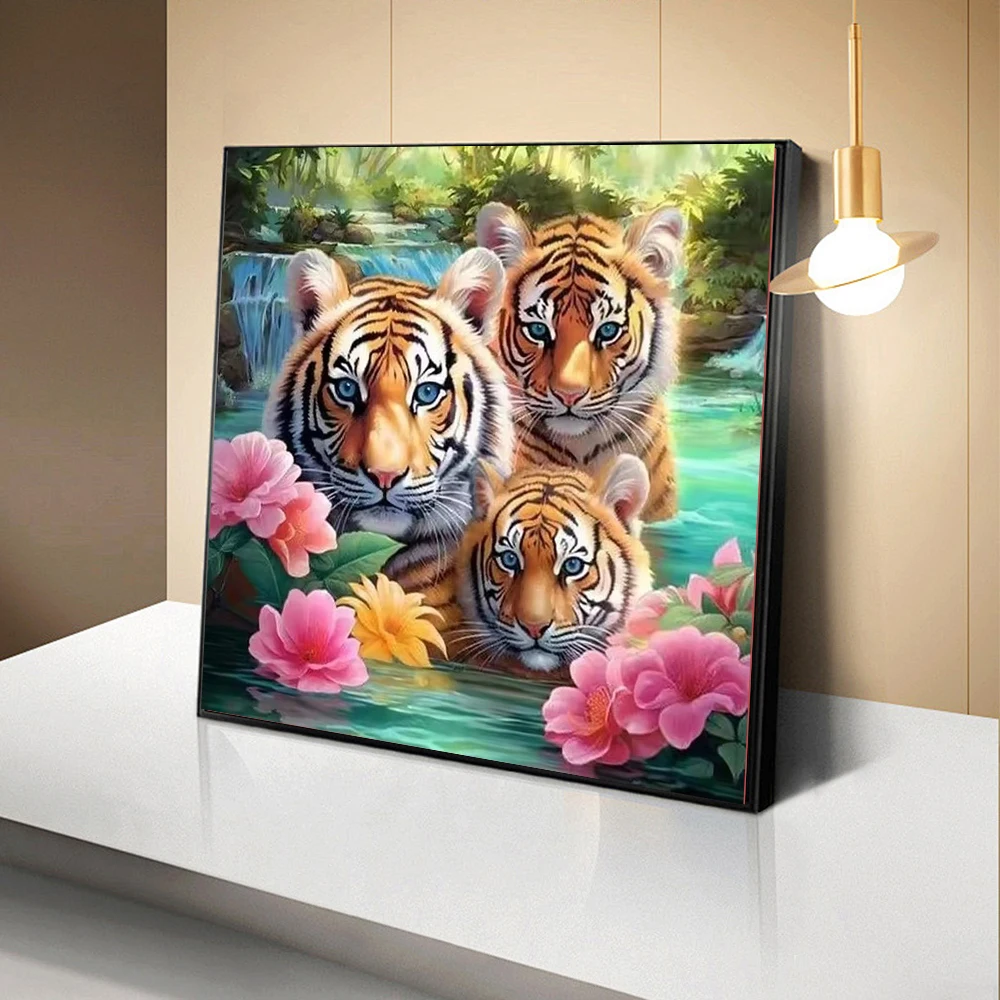 

CHENISTORY 5D DIY Diamond Painting Tiger Craft Kit Diamond Embroidery Animal Rhinestone Picture Wall Decorations