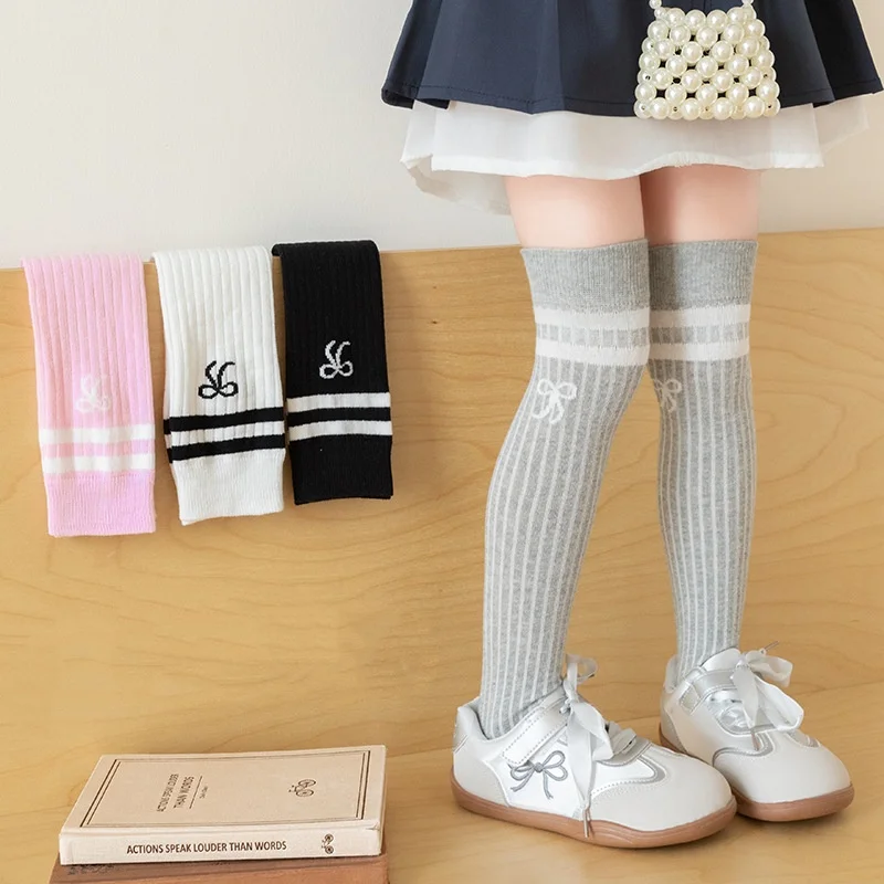 Children's Long Girl Sock Autumn Spring Cute Elegant Bow Kids Knee High Socks For Girls Princess Student Stockings For 3-8 Years